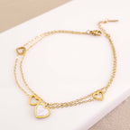 Ethereal Heart – Gold-Plated Double Chain Anklet for Women