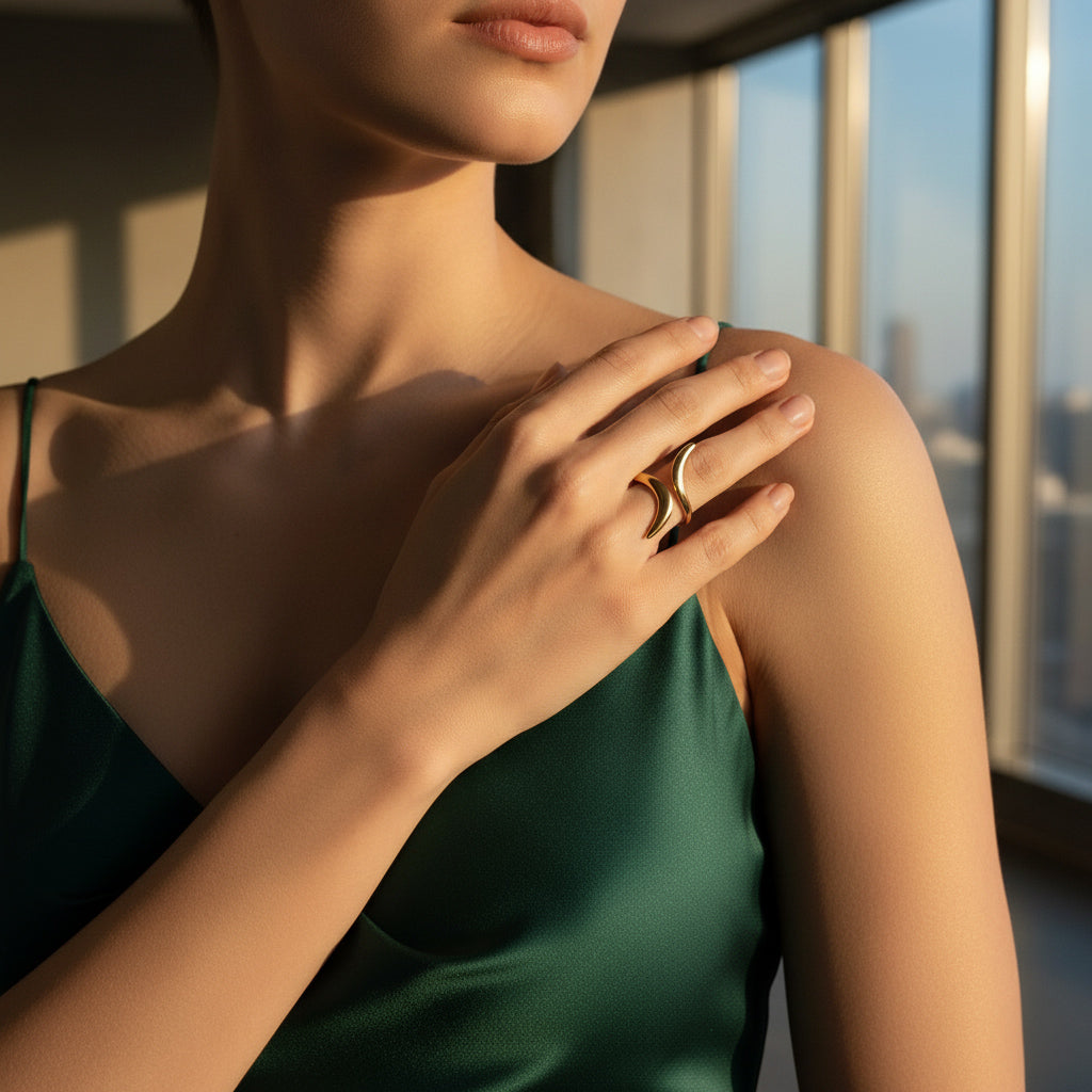 Celestial Crescent Ring