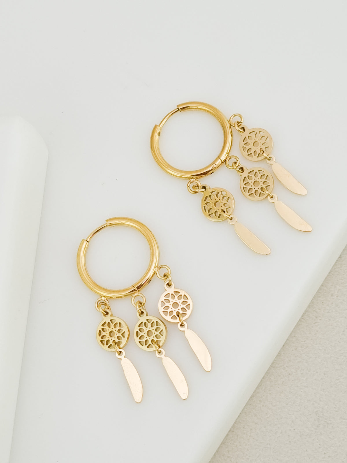 Dreamcatcher Feather Fringe Hoop Earrings