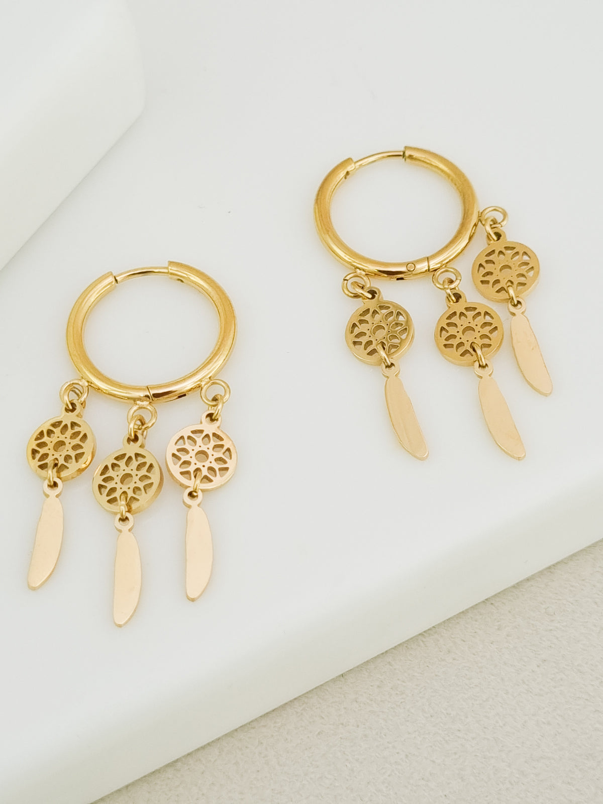 Dreamcatcher Feather Fringe Hoop Earrings
