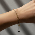 Gold figaro bracelet, 18K gold plated link jewelry, waterproof gold bracelet, anti-tarnish figaro chain, Treshire Verona collection.