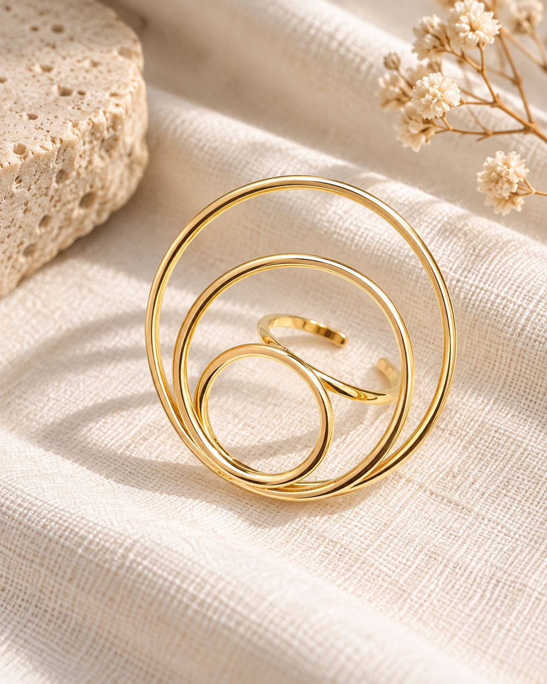 Triple Orbit Open Cuff Ring