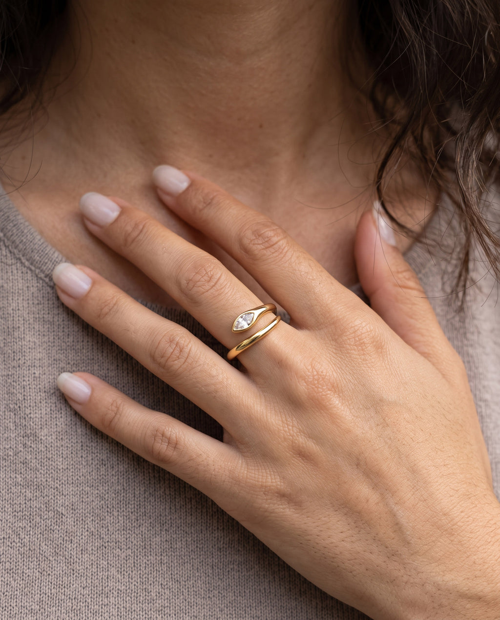 Marquise CZ Bypass Ring