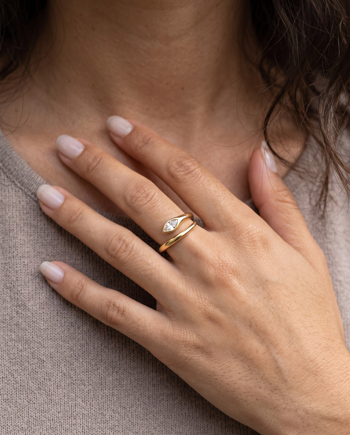 Marquise CZ Bypass Ring