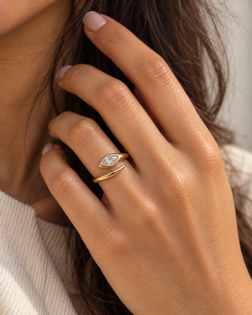 Marquise CZ Bypass Ring