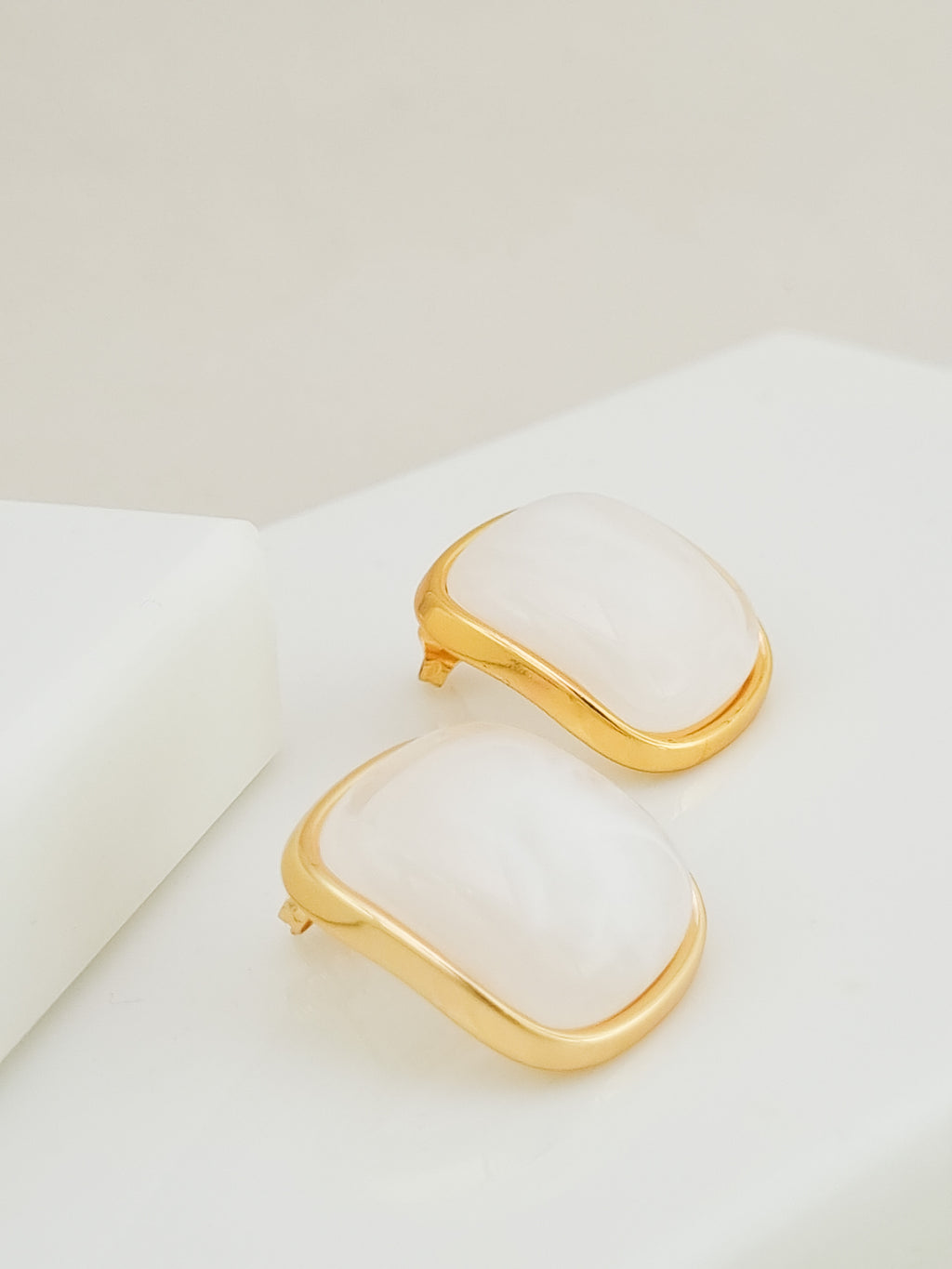 Cognac Resin Cushion Statement Stud Earrings