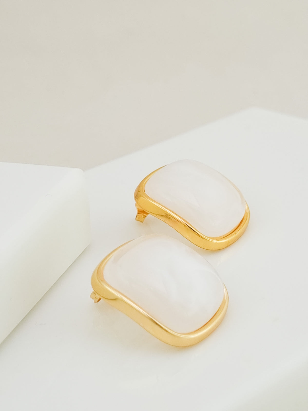 Cognac Resin Cushion Statement Stud Earrings