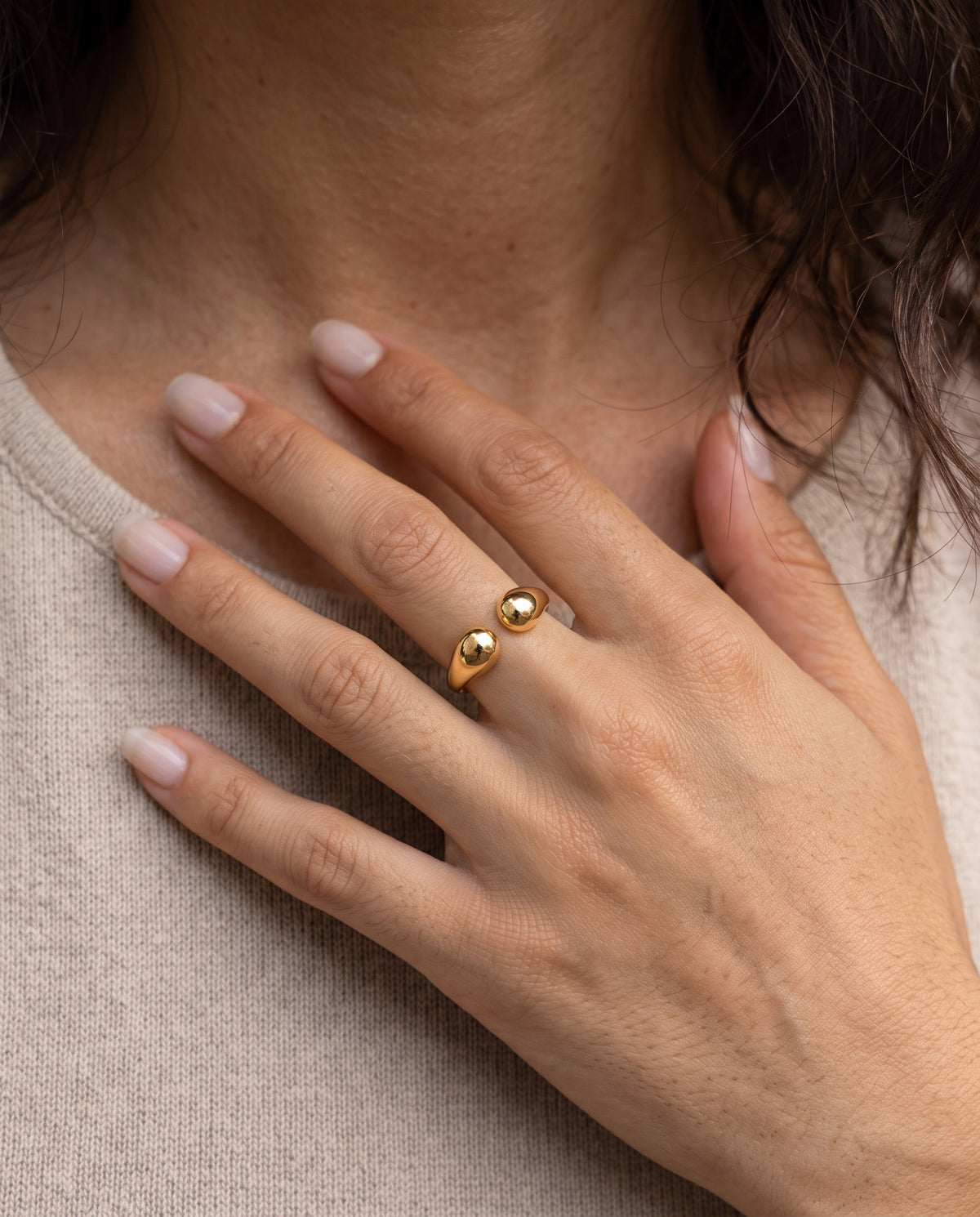 Double Orb Open Ring