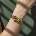 Gold bow bangle, waterproof bow jewelry, 18K gold plated cuff, anti-tarnish ribbon bracelet, coquette aesthetic jewelry.