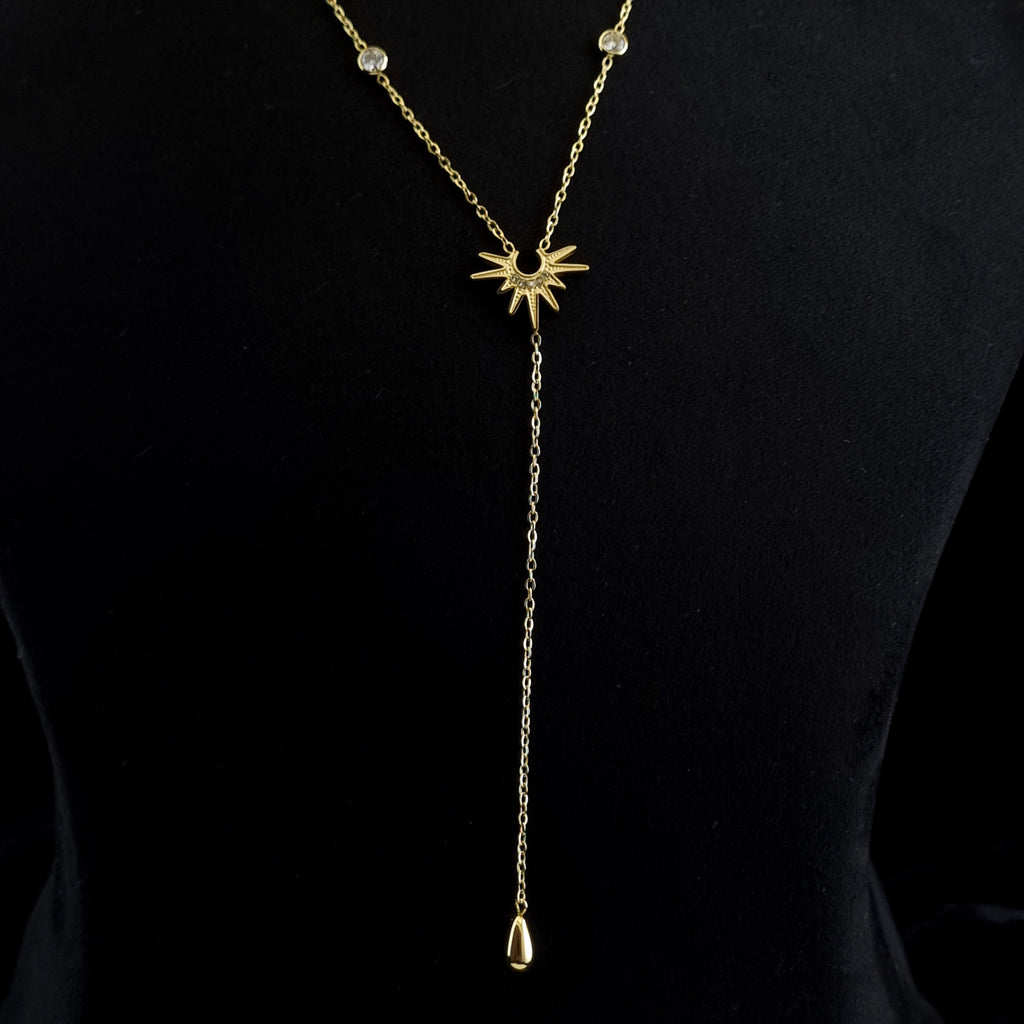 Solstice Star Lariat Necklace – Anti-Tarnish, 18K Gold Plated & Waterproof