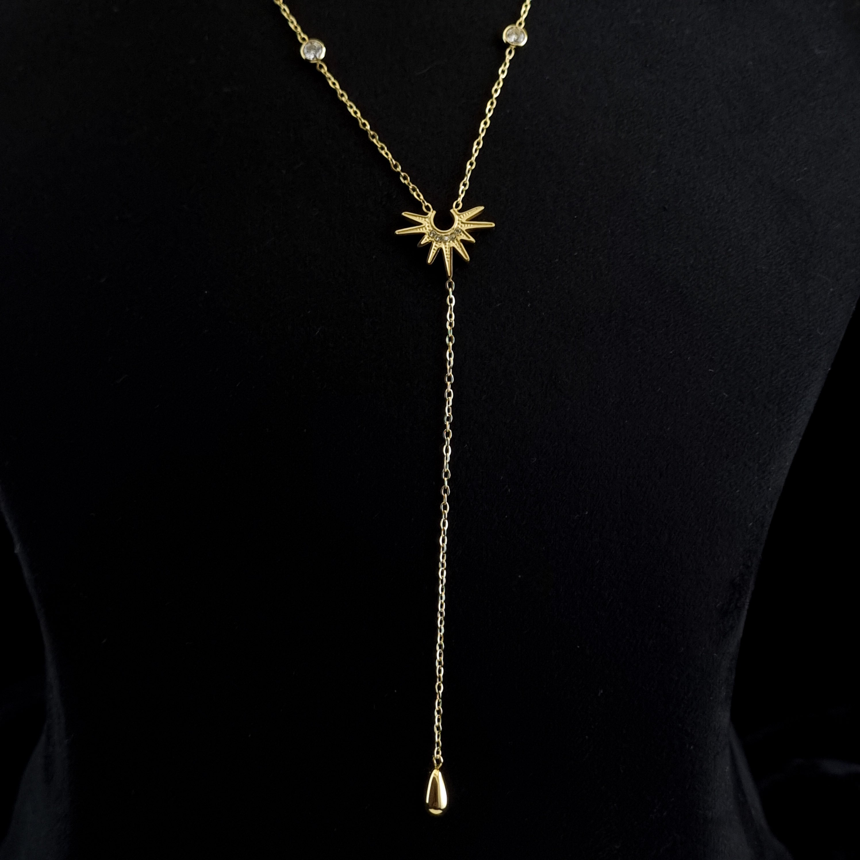 Solstice Star Lariat Necklace – Anti-Tarnish, 18K Gold Plated & Waterproof