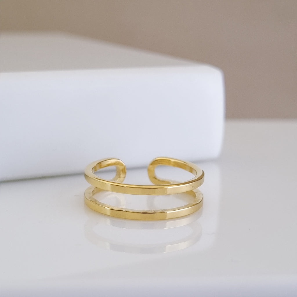 Parallel Duo Eternity Band – Size Adjustable, 18K Gold Plated & Waterproof