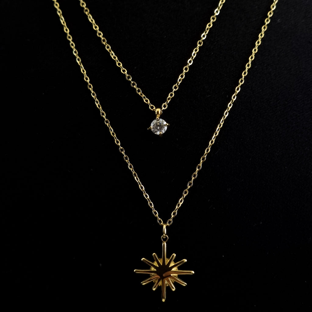 Starfall Double-Layered Necklace – Anti-Tarnish, 18K Gold Plated & Waterproof