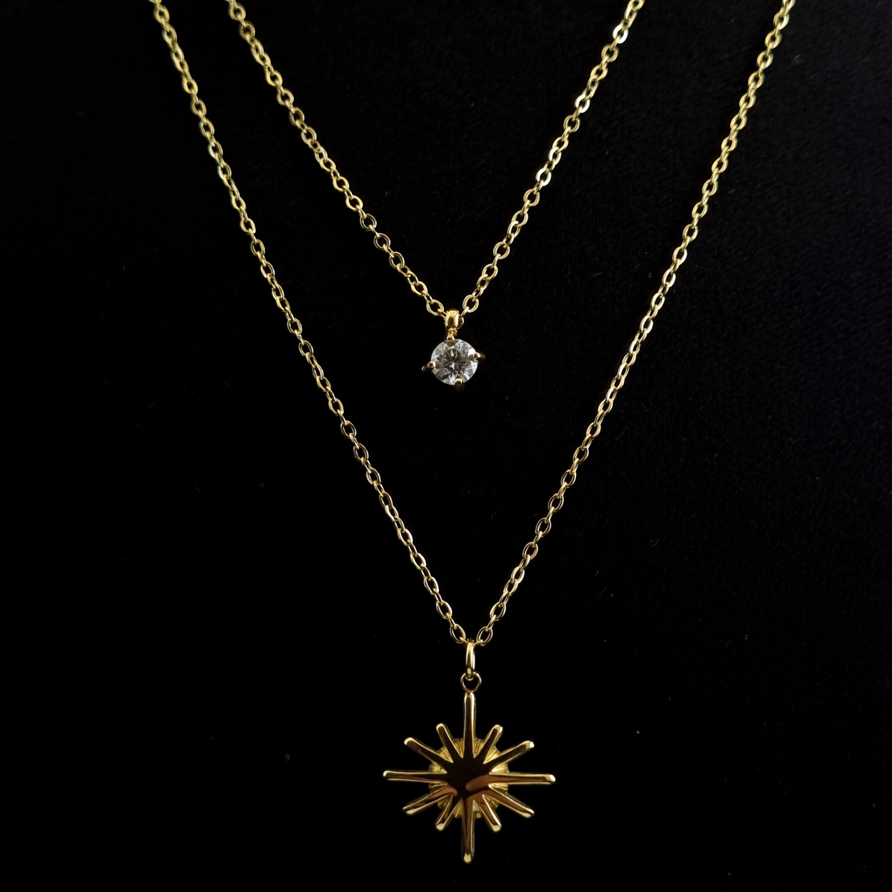Starfall Double-Layered Necklace – Anti-Tarnish, 18K Gold Plated & Waterproof