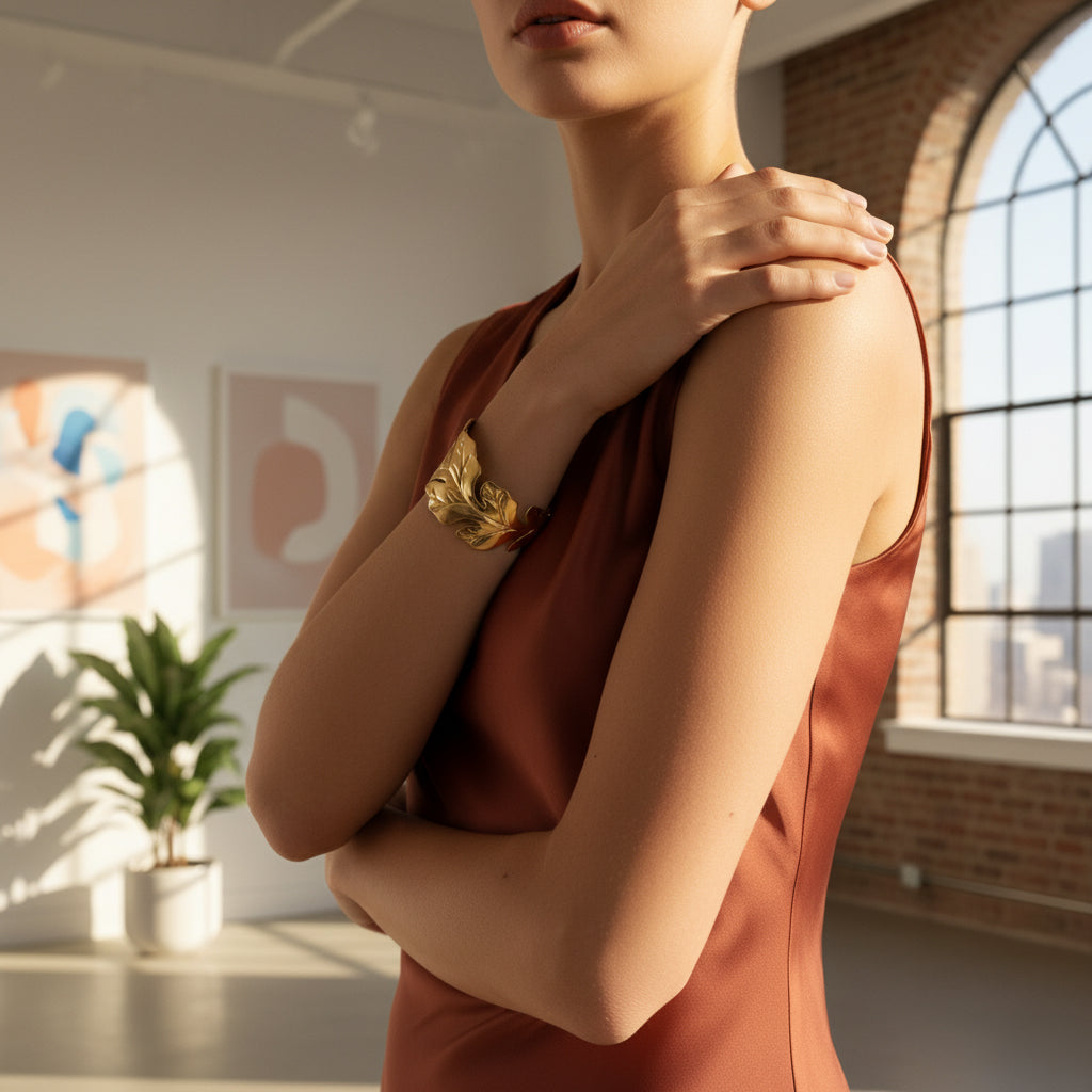 Golden Olive Leaf Cuff