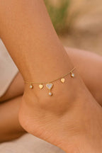 Amora Pearl Heart Anklet