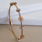 Floral Twisted Cable Bracelet – Anti-Tarnish, 18K Rose Gold Plated & Waterproof