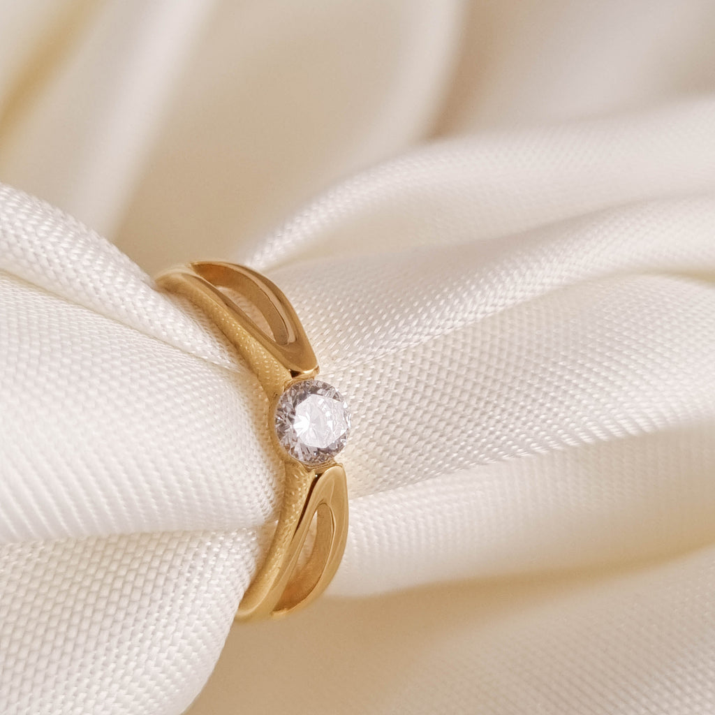 Serene Solitaire Wishbone Ring