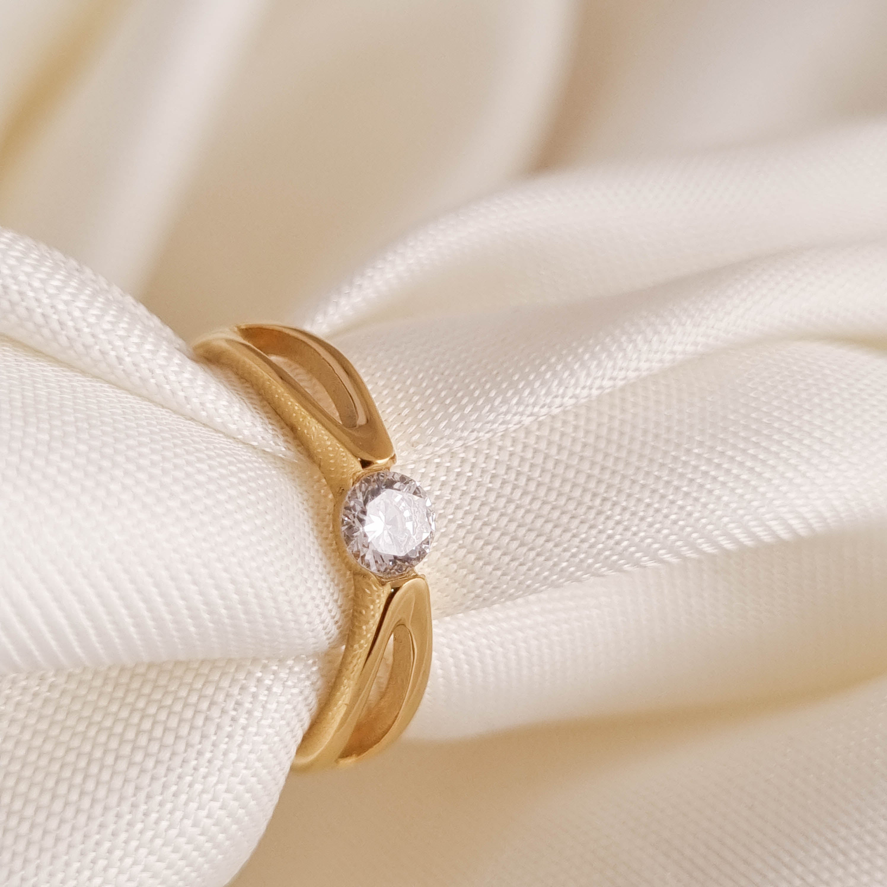 Serene Solitaire Wishbone Ring