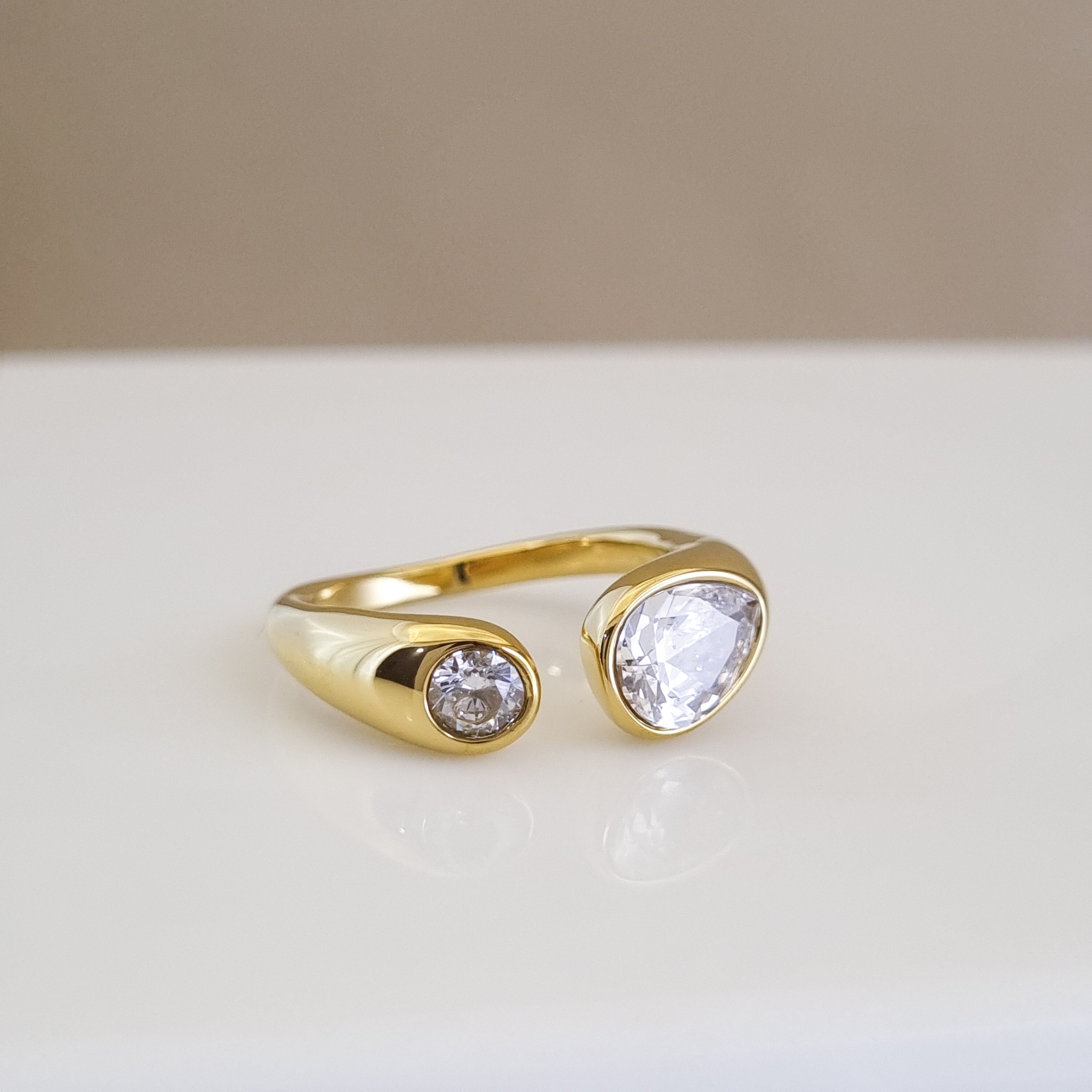 Aura Duo Open Ring – Size Adjustable, 18K Gold Plated & Waterproof