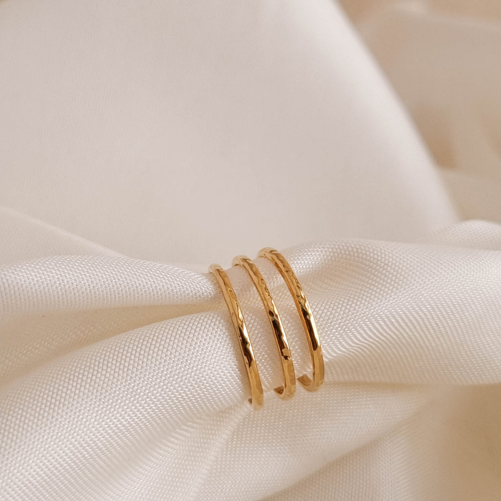 Hammered Trio Ring