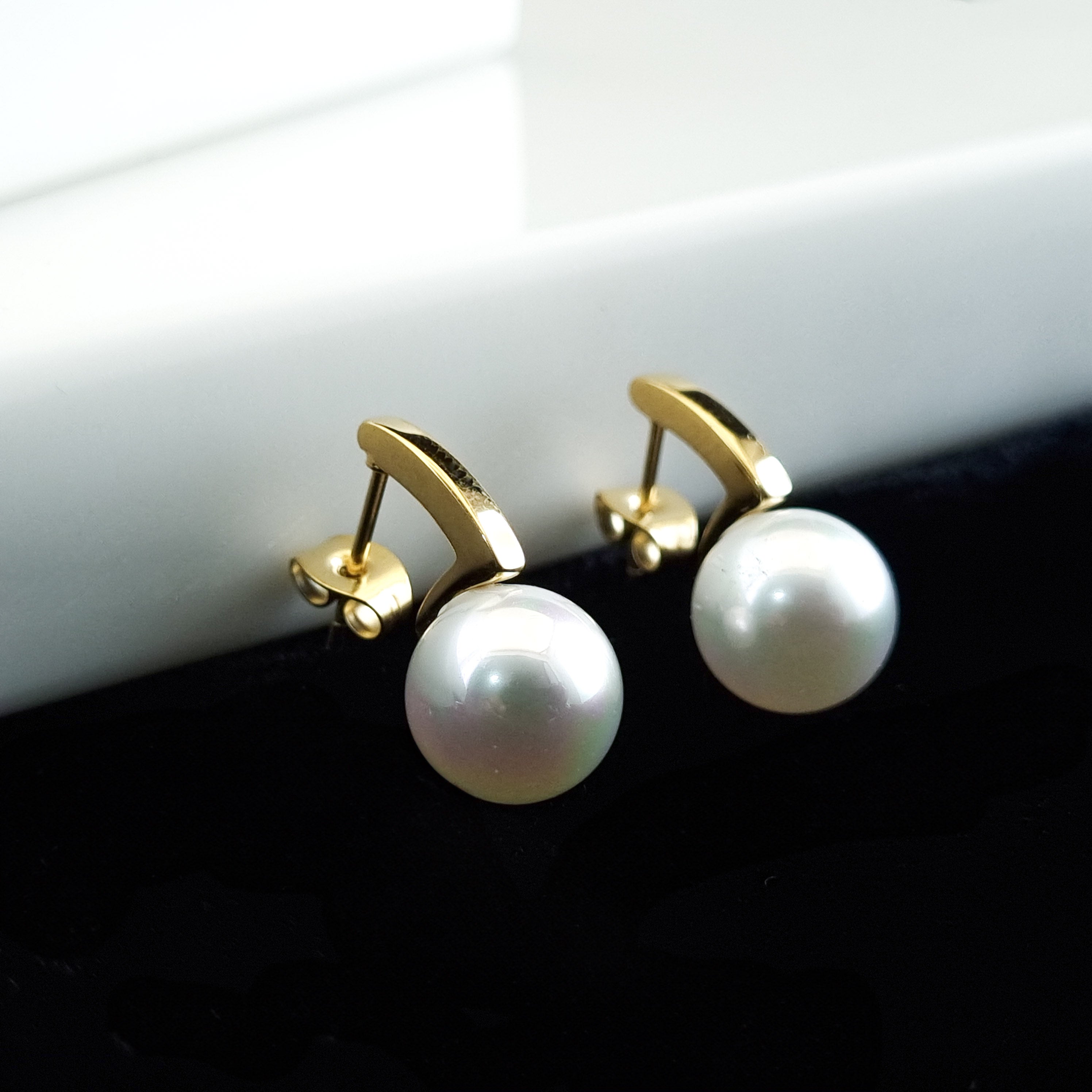 Luminous Pearl Drop Huggie Earrings