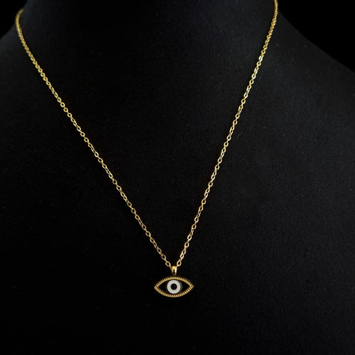 Evil eye necklace, 18K gold plated pendant, waterproof gold jewelry, anti-tarnish protective jewelry, gold evil eye charm.