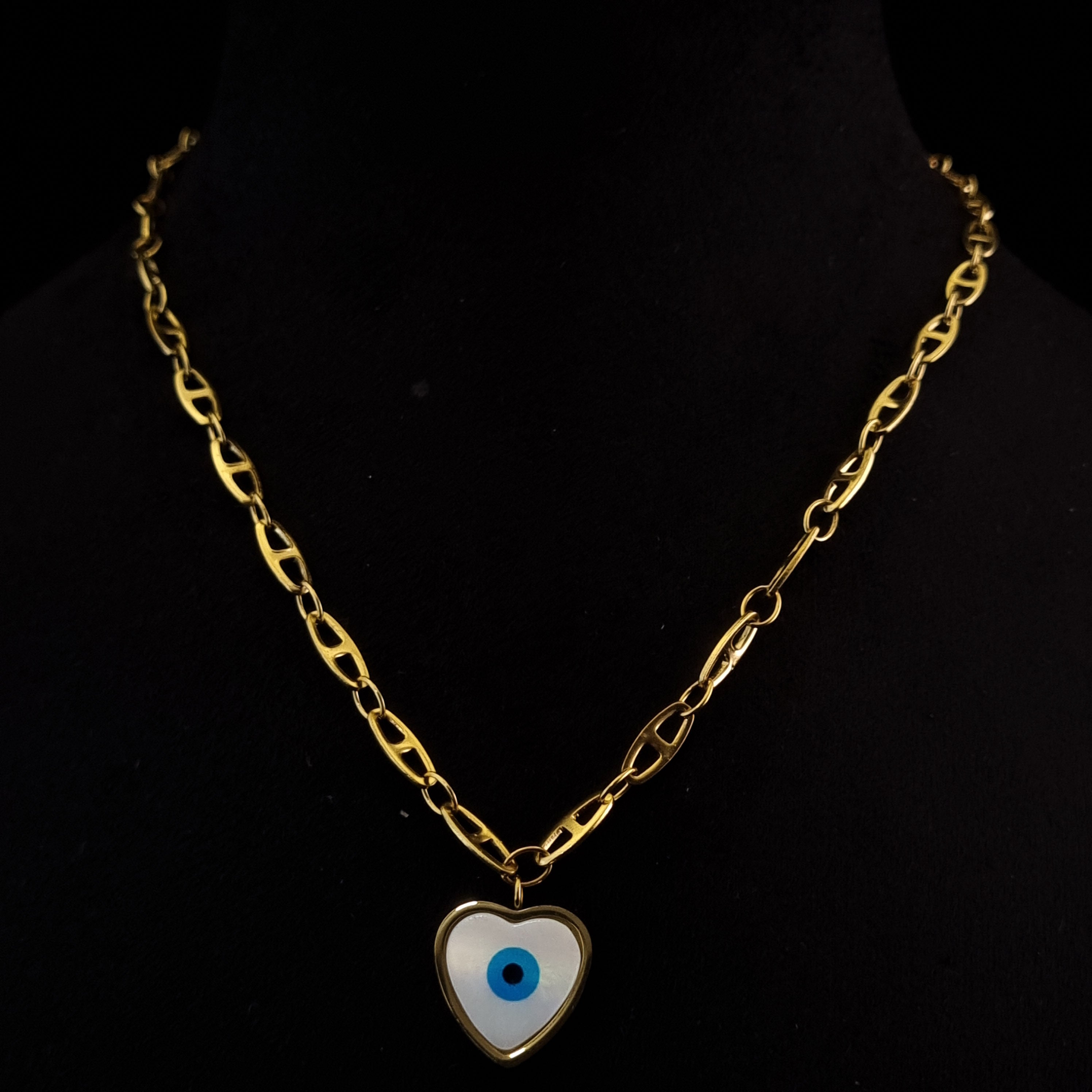 Evil Eye Heart Charm Necklace
