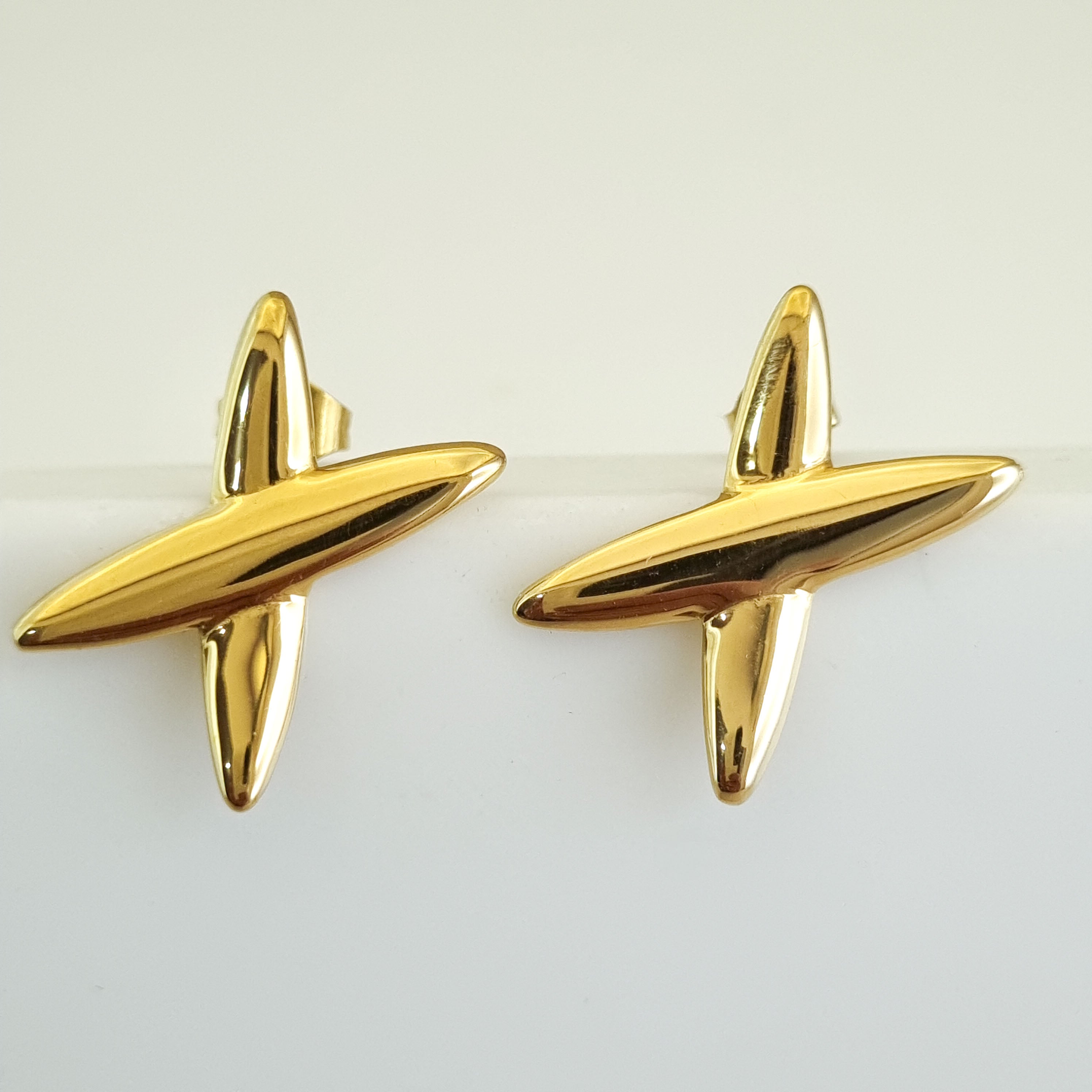 Aura Cross-Star Stud Earrings – 18K Gold Plated, Waterproof & Hypoallergenic