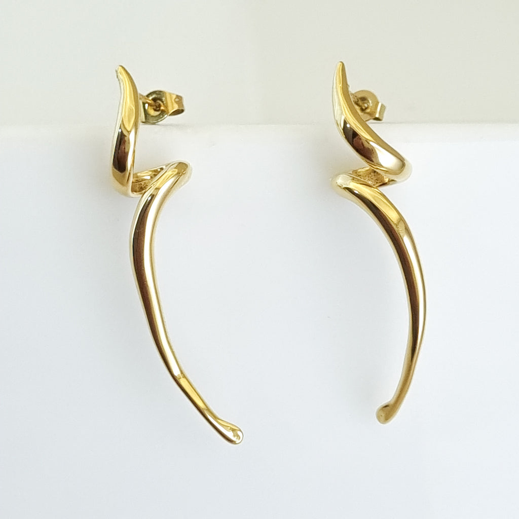 Molten Abstract Flare Earrings – 18K Gold Plated, Waterproof & Hypoallergenic