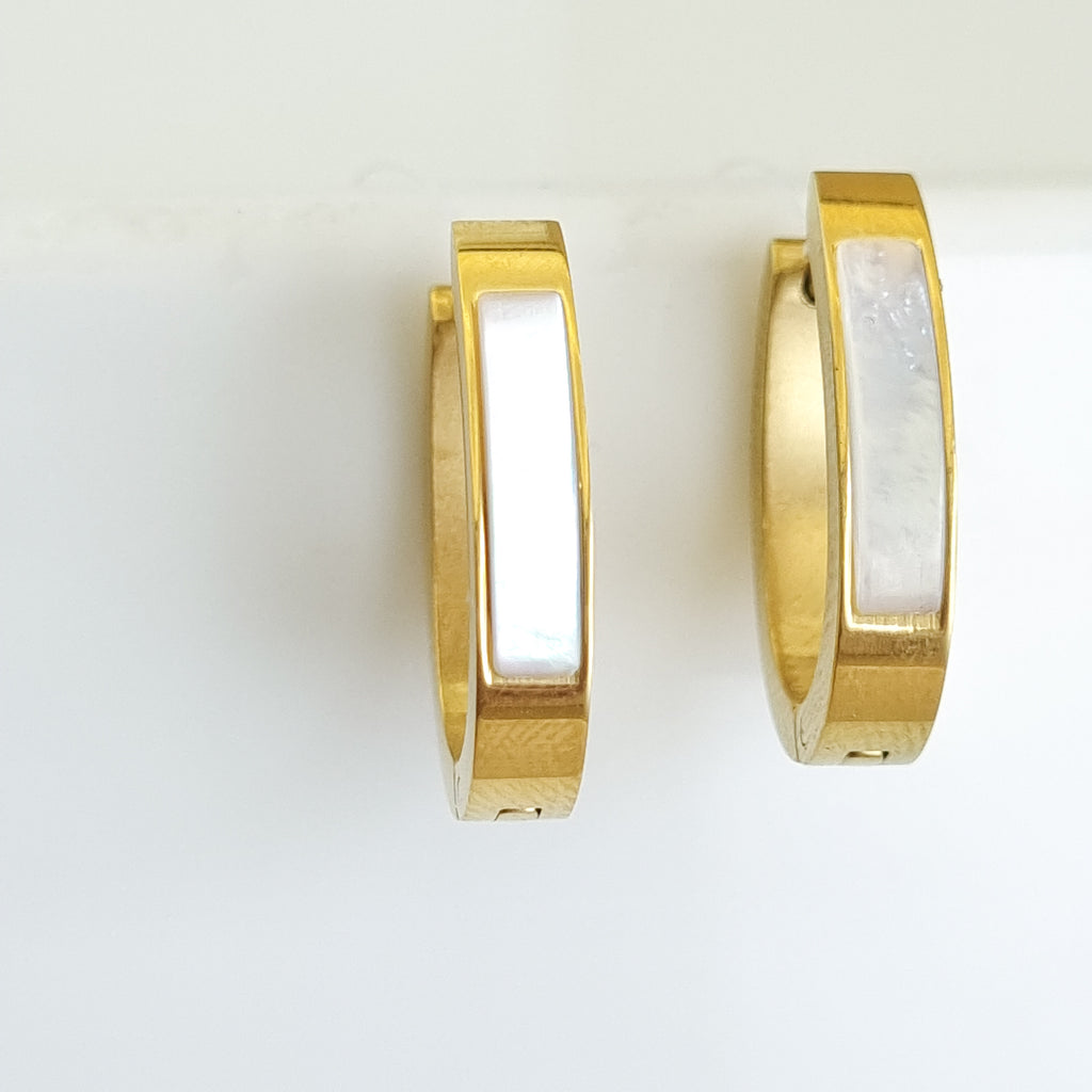 Nova Inlay Huggie Hoops