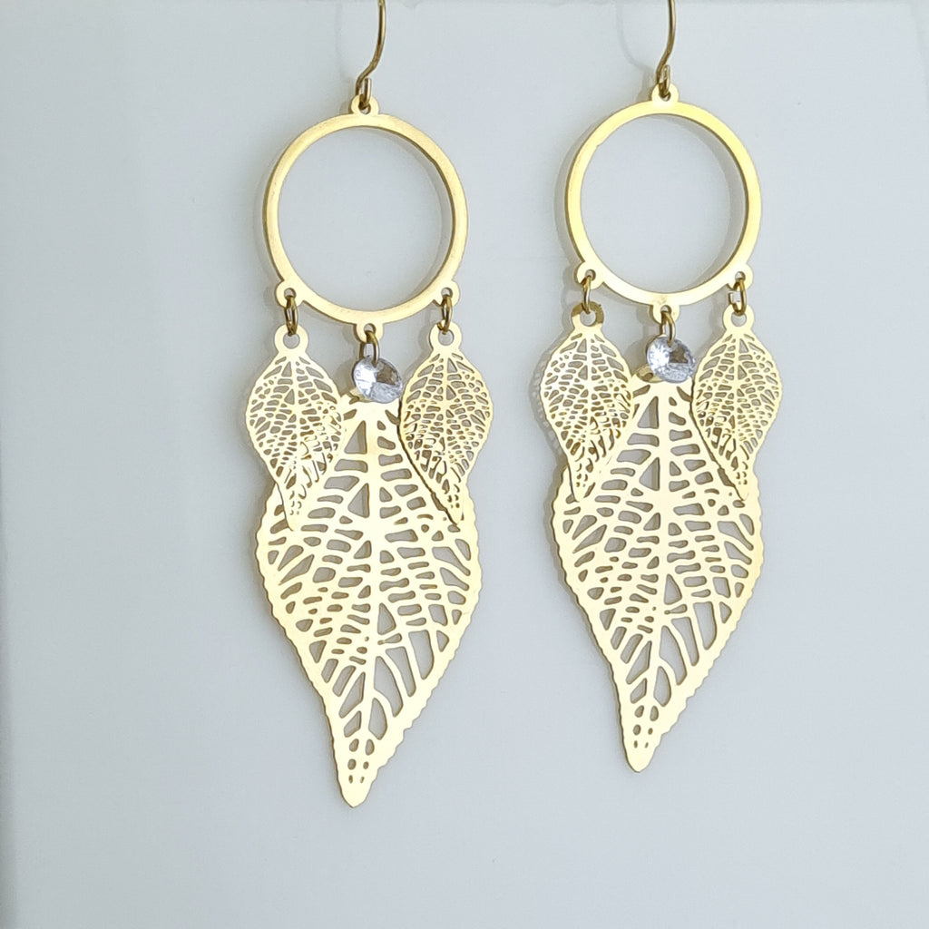 Elysian Filigree Leaf Drop Earrings