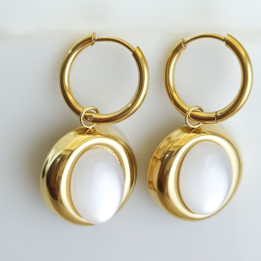 Lune Orb Moonstone Drop Earrings