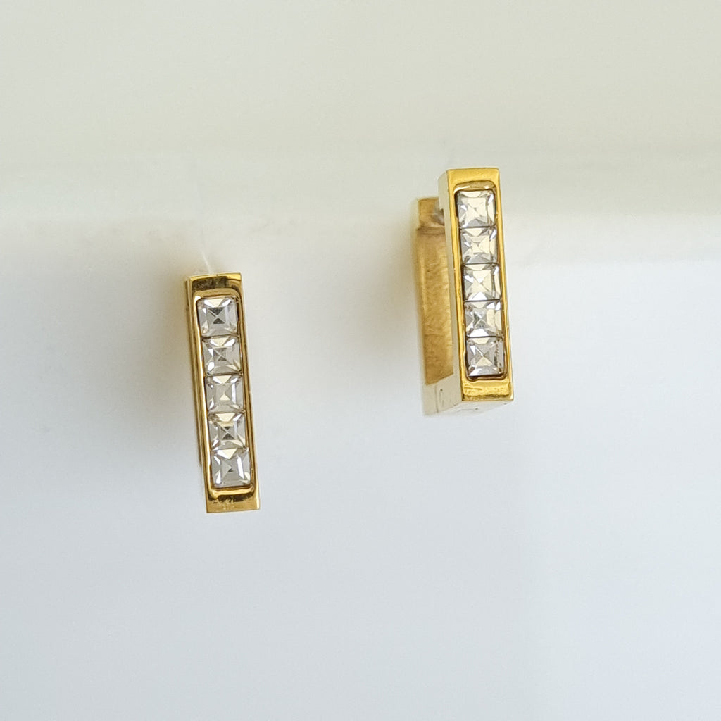 Nova Baguette Vertical Stud Earrings