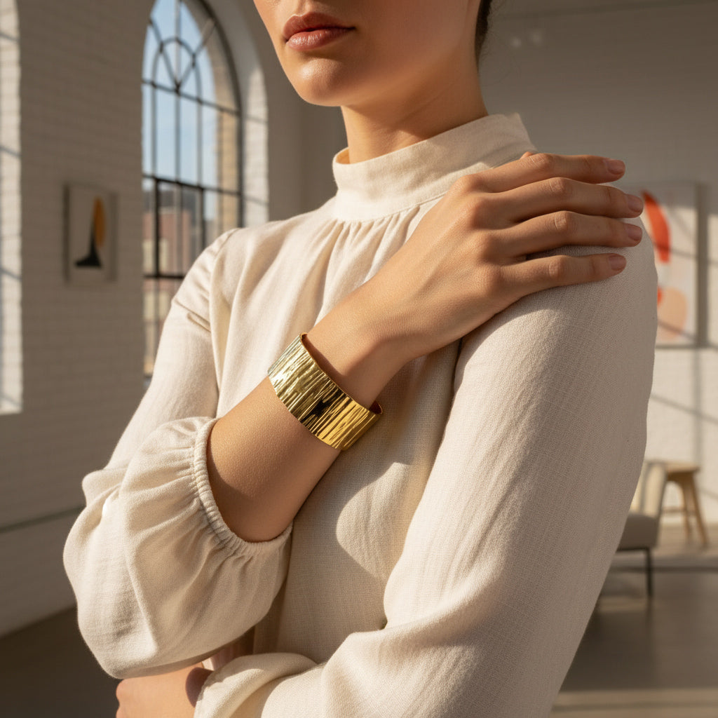Sculptural Etched Cuff