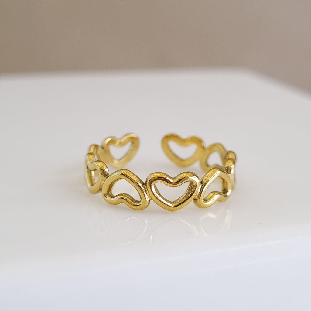 Infinite Heart Eternity Band – Size Adjustable, 18K Gold Plated & Waterproof